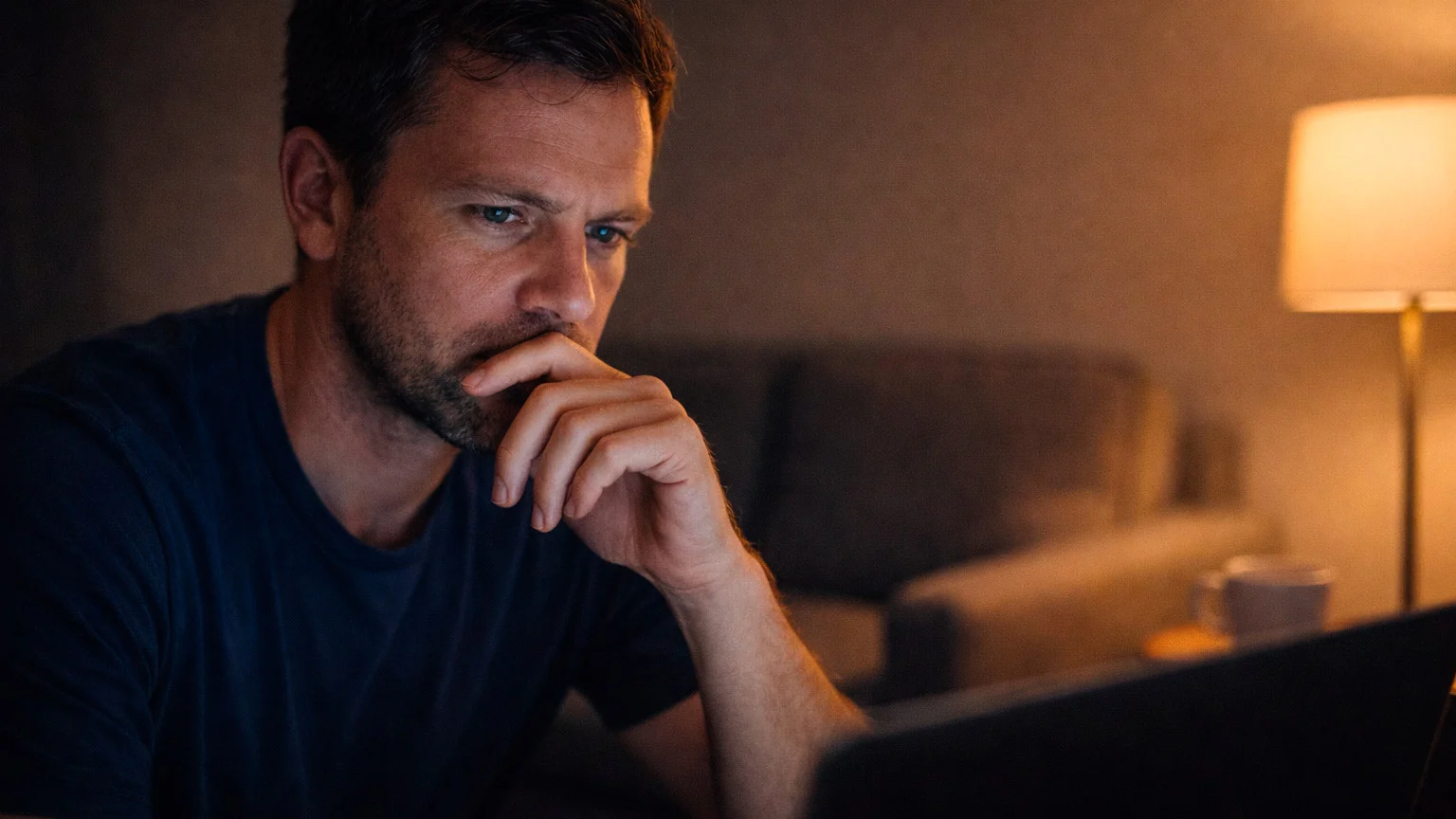 Persona revisando resultados de apuestas con expresión pensativa