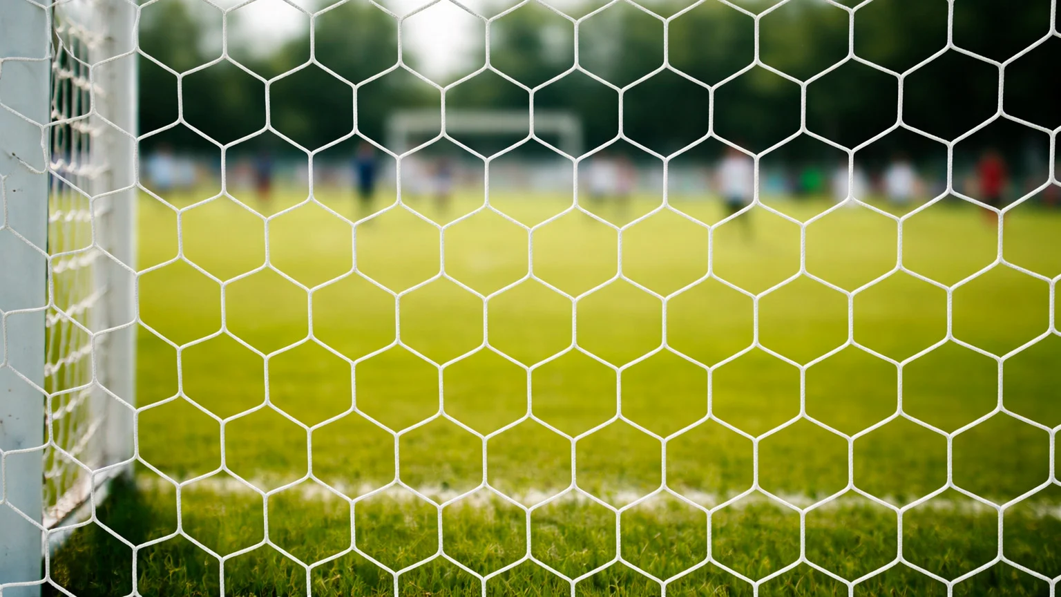 Red de portería de fútbol vista desde dentro del campo