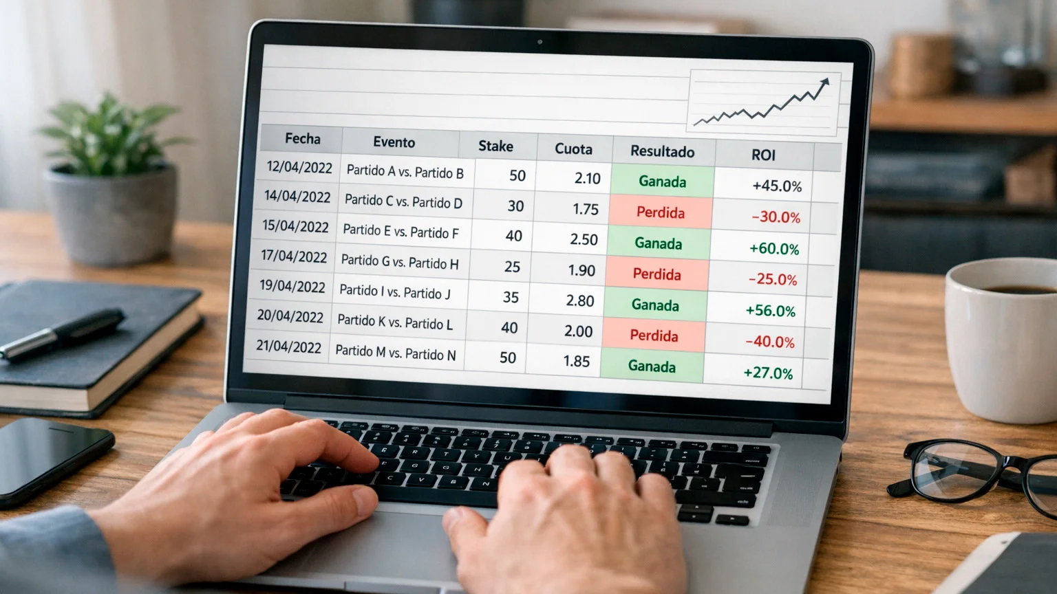 Hoja de cálculo con columnas de registro y seguimiento